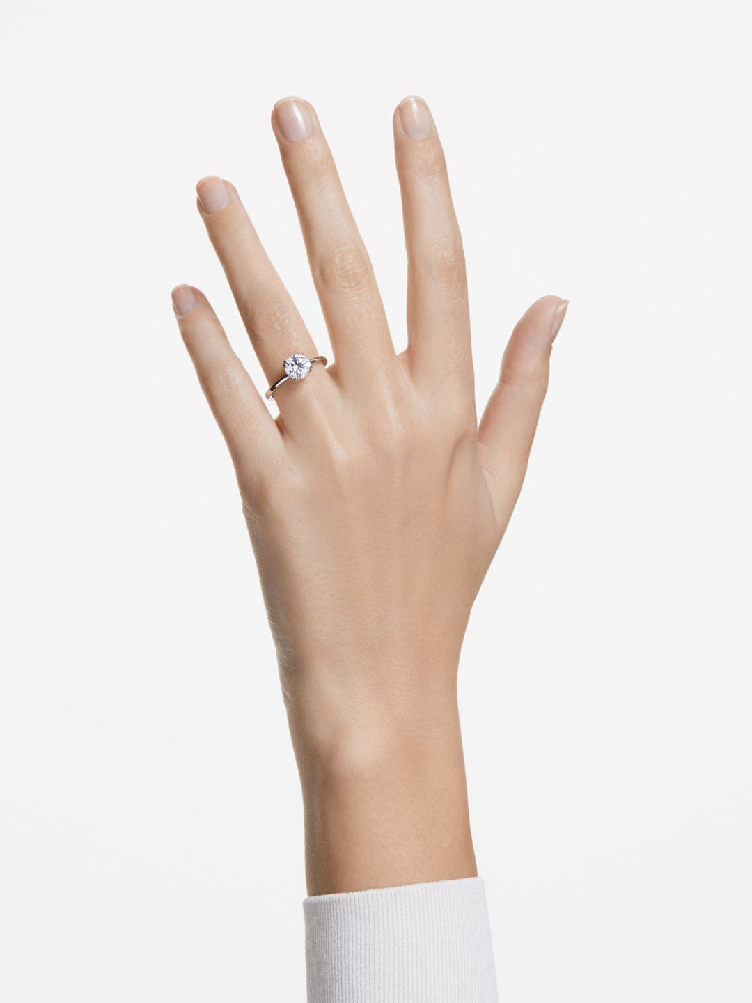 SWAROVSKI STILLA Rhodium-Plated Crystal Stones Studded Finger Ring