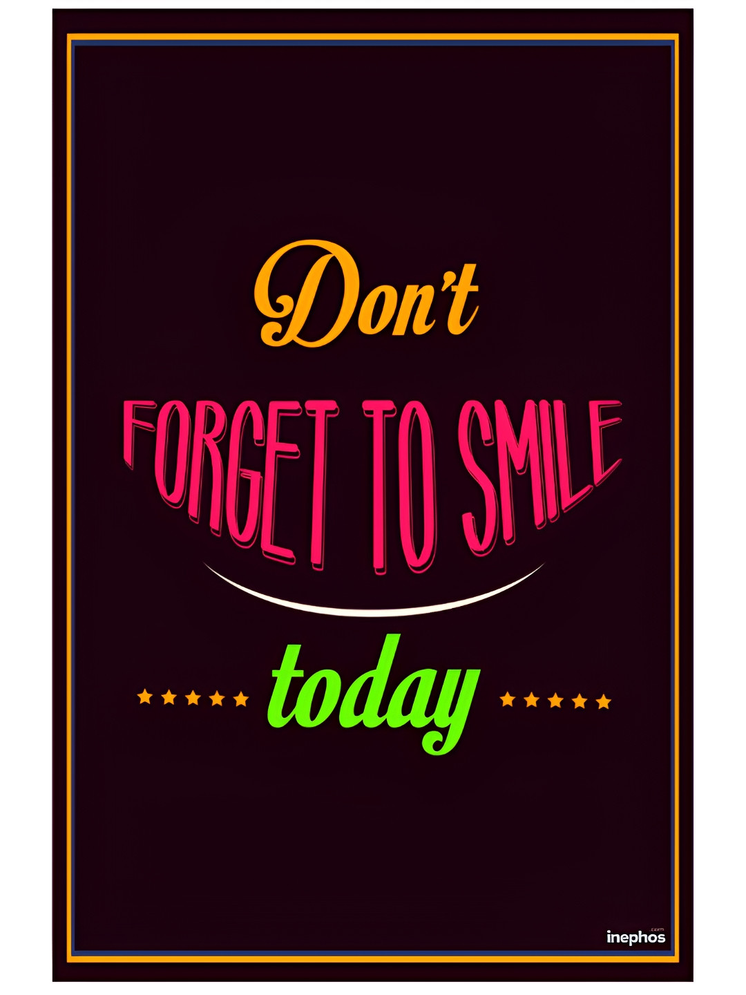 Inephos Black & Rose Dont Forget To Smile Inspirational Vinyl Poster