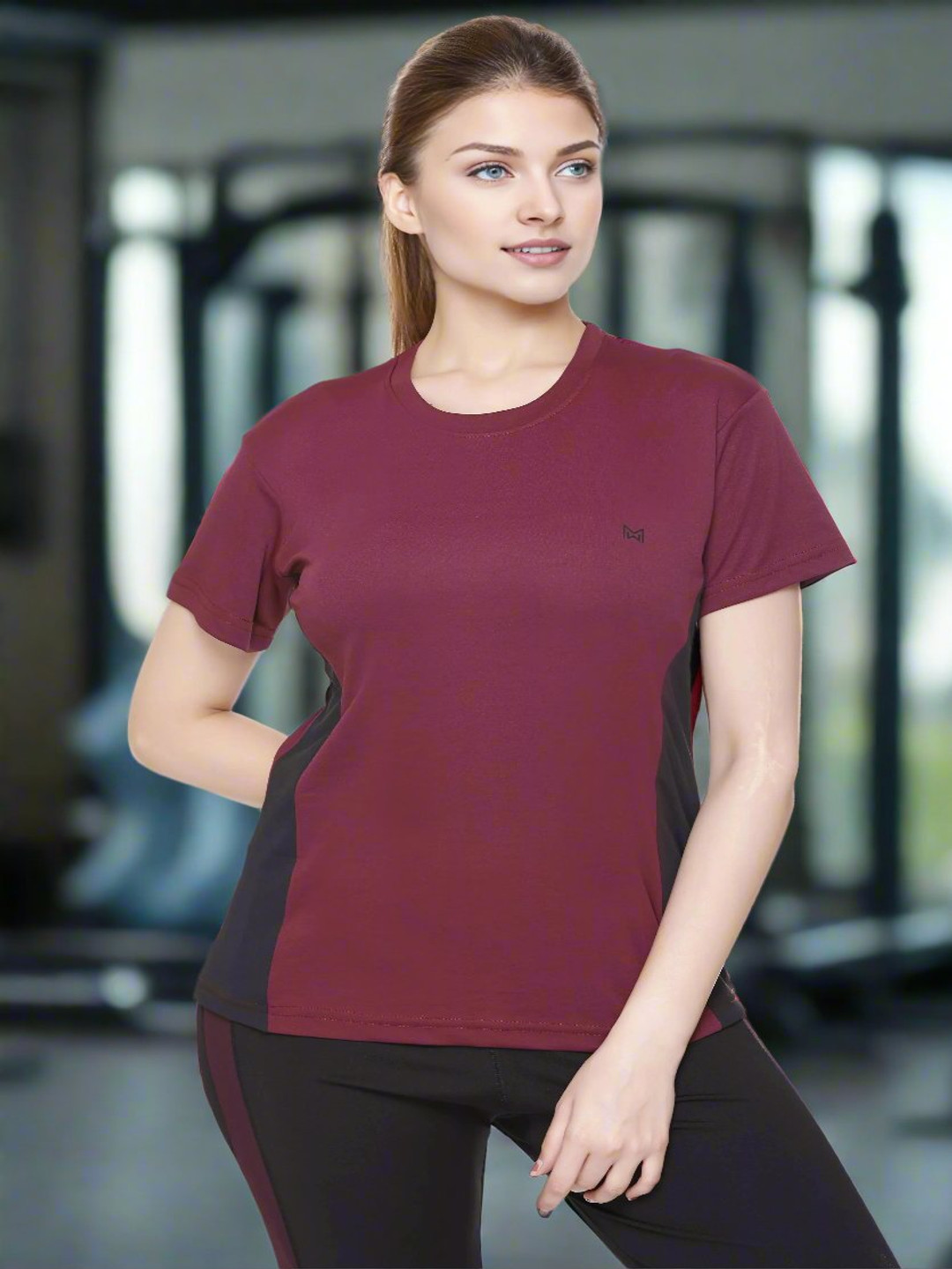 White Moon Women Colourblocked Dri-FIT Raw Edge T-shirt