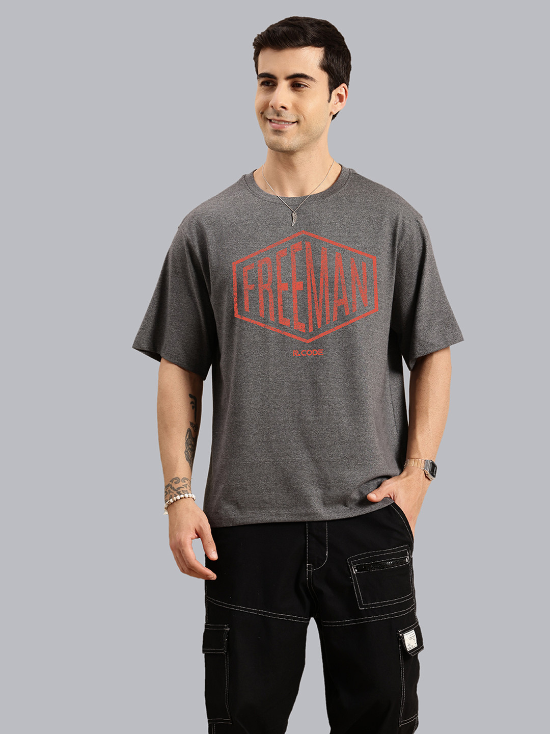 R.Code by The Roadster Life Co. Men Colourblocked Applique T-shirt