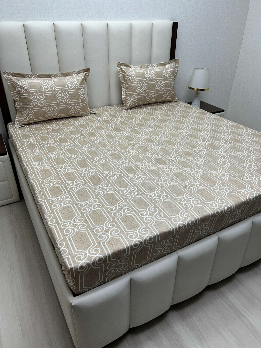 Pure Decor Brown Ethnic Motifs Pure Cotton 400 TC Queen Superfine Bedsheet with 2 Pillow Covers-90 x 100 inches