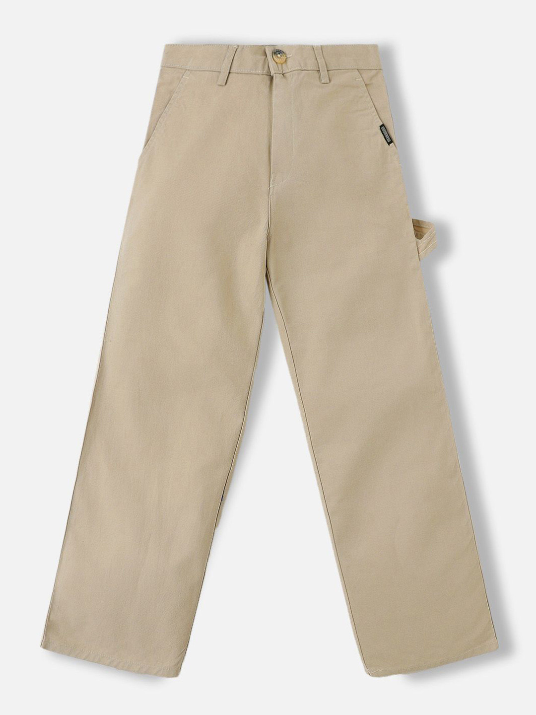 Urbano Juniors Boy's Cream Loose Baggy Fit Solid Carpenter Trouser with 5 Pockets