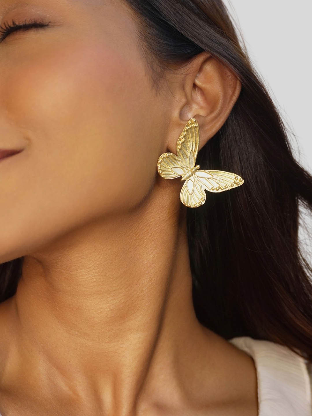House of Pehr Gold Plated Simple Butterfly Studs Earrings