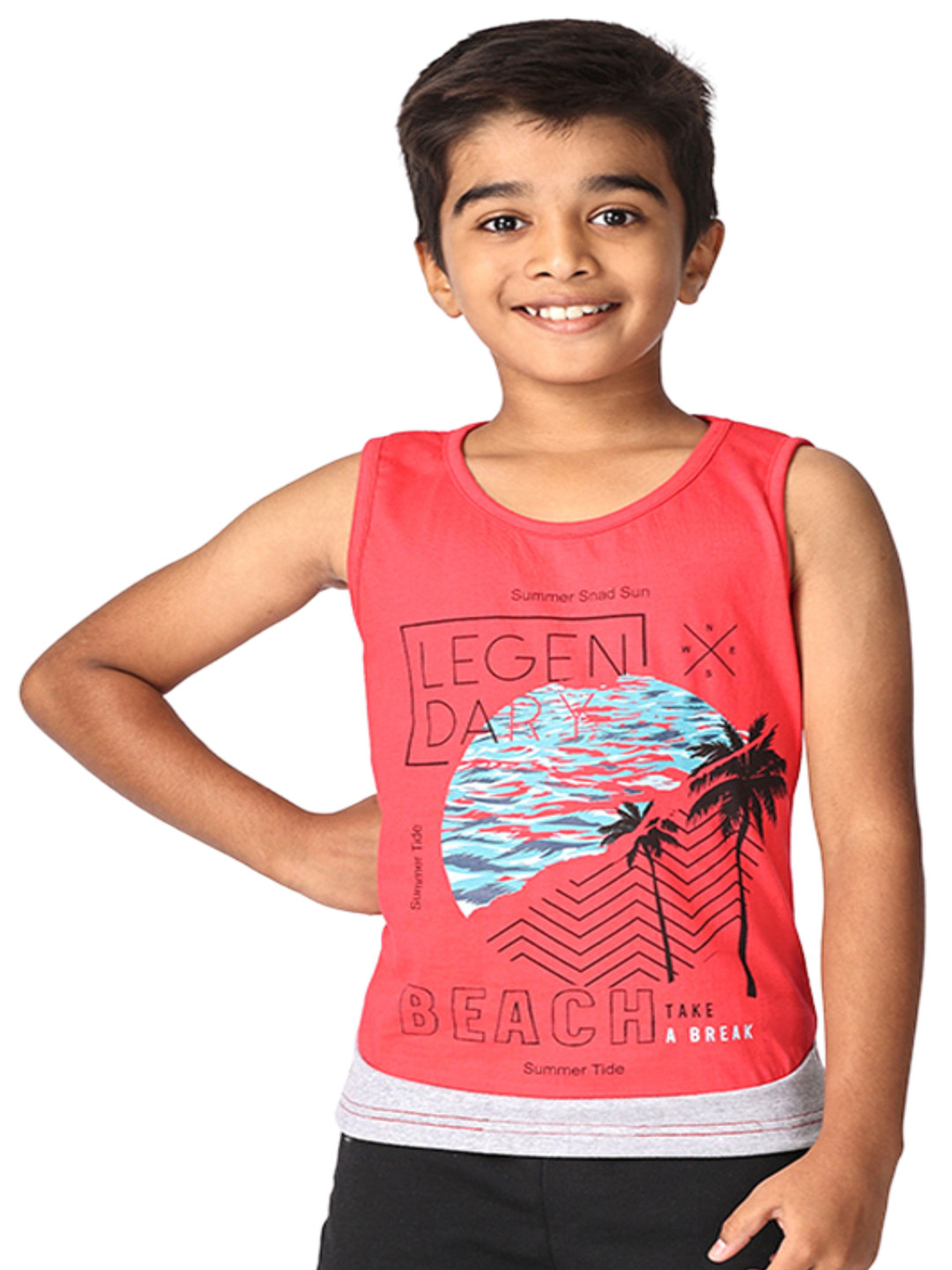 TotzTouch Boys Typography Printed Round Neck Cotton Slim Fit T-shirt