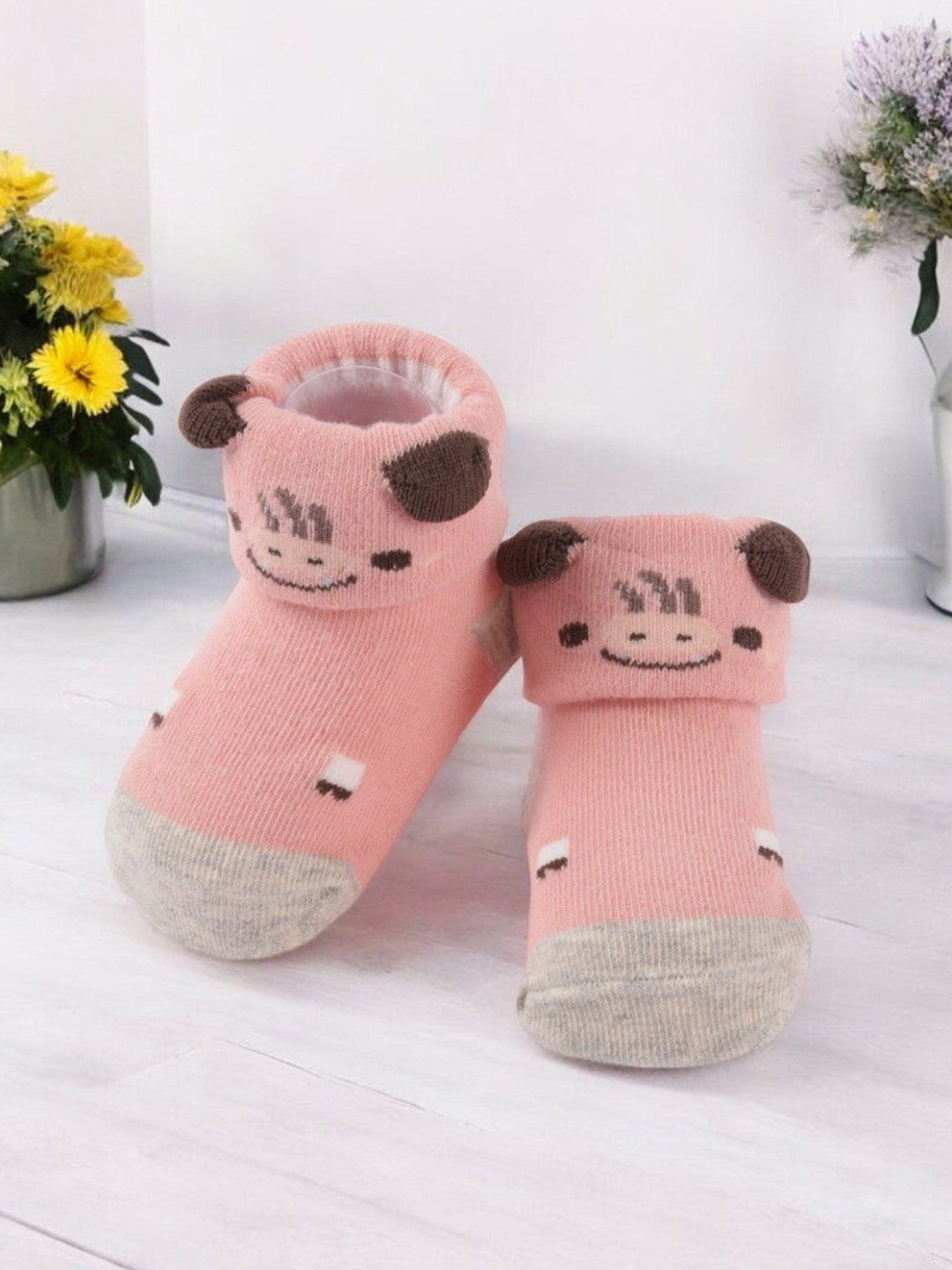 Yellow Bee Infant Boys Patterned Non-Slip Ankle Length Socks