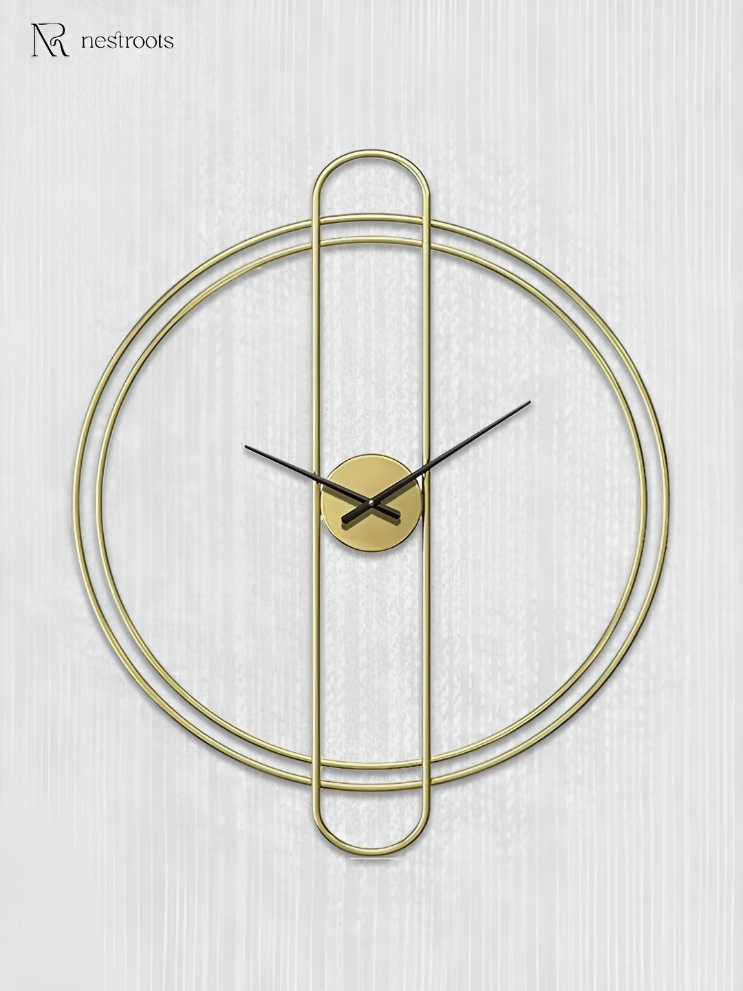 nestroots Gold-Toned Round Shaped Contemporary Stainless Steel Ravenous Wall Clock