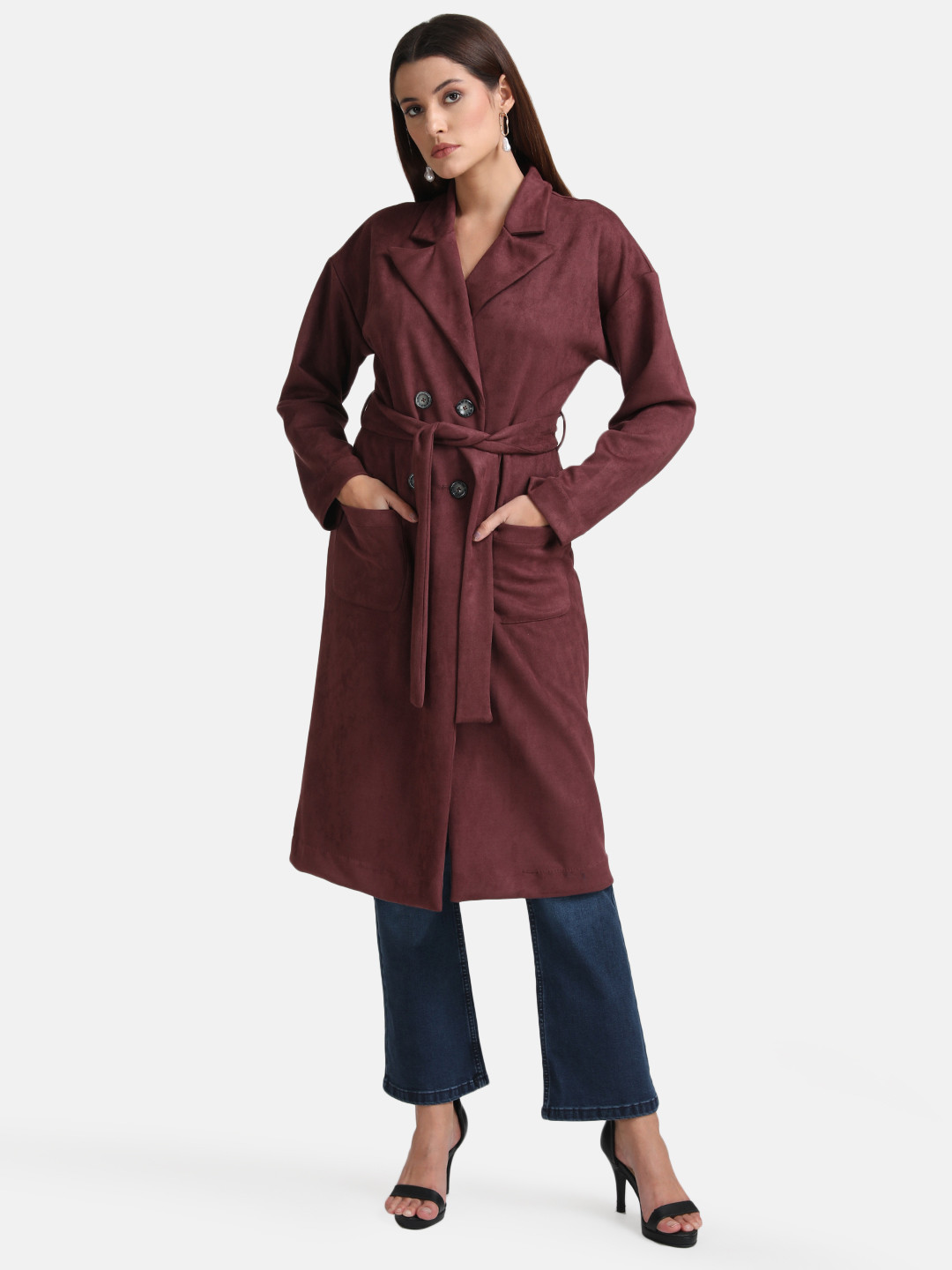 Kazo Suede Trench Coat With Belt