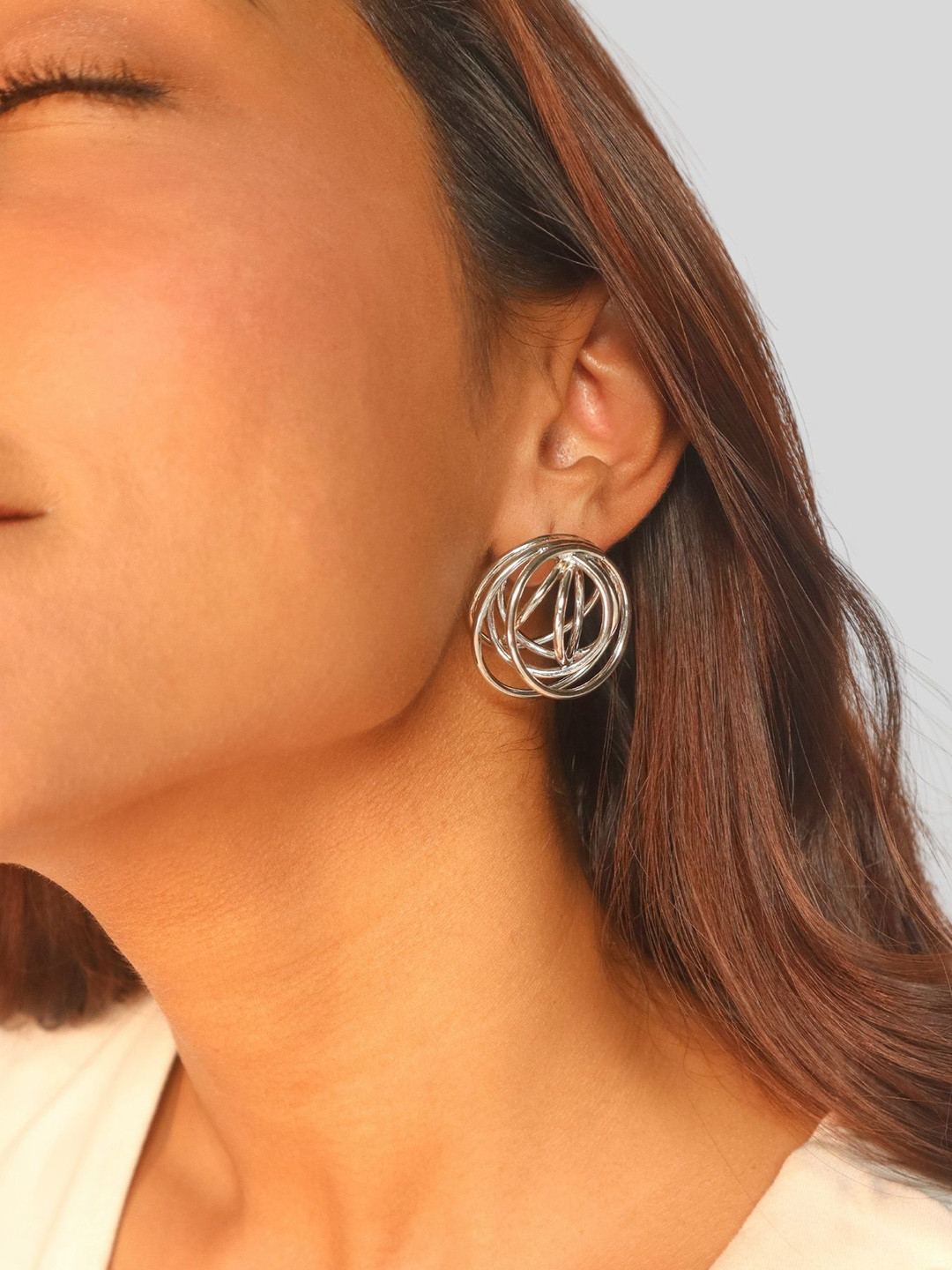 House of Pehr Silver Plated Double Rings Contemporary Earrings