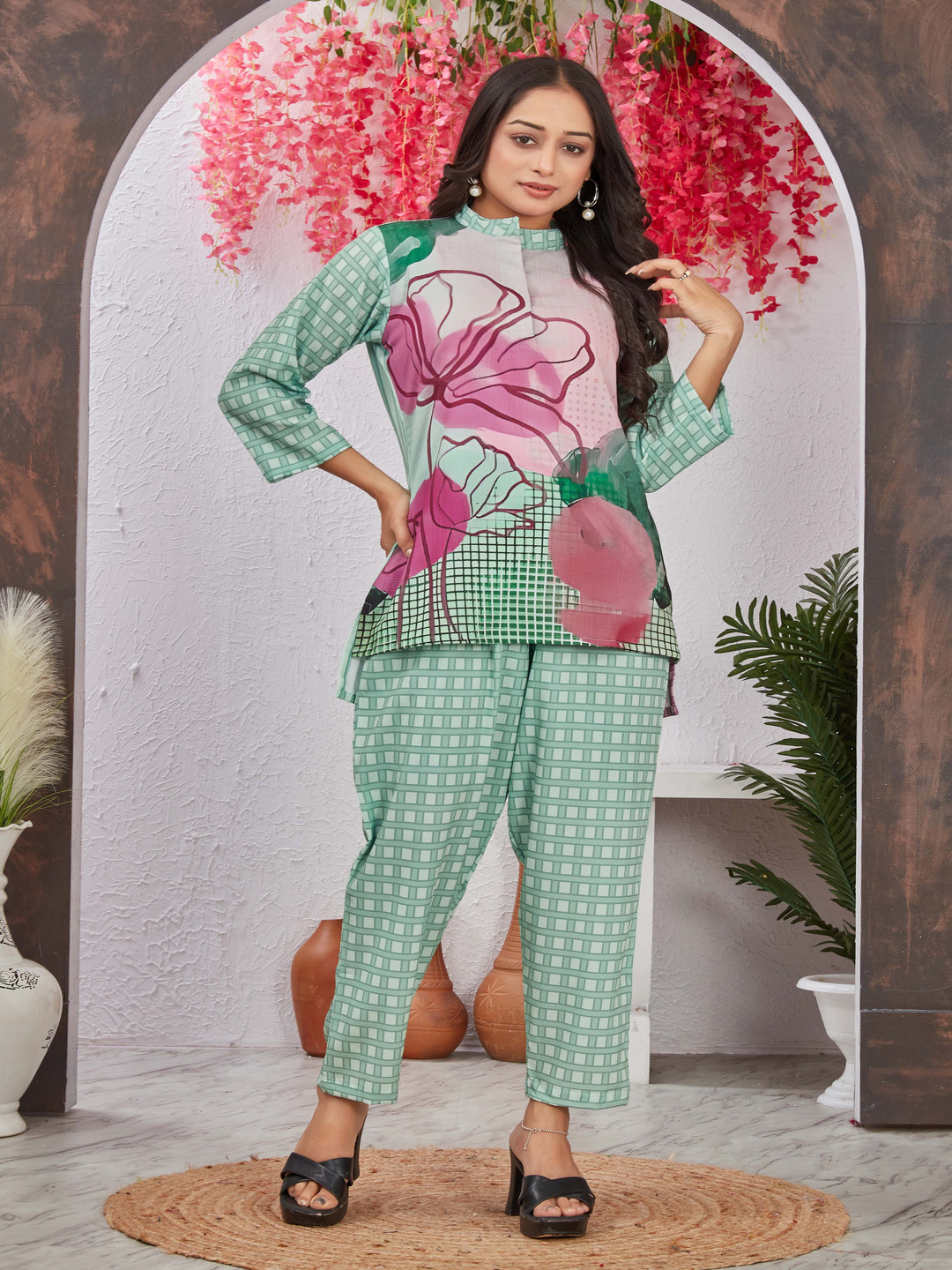 Moda Rapido Sea Green Floral Printed Co-Ords