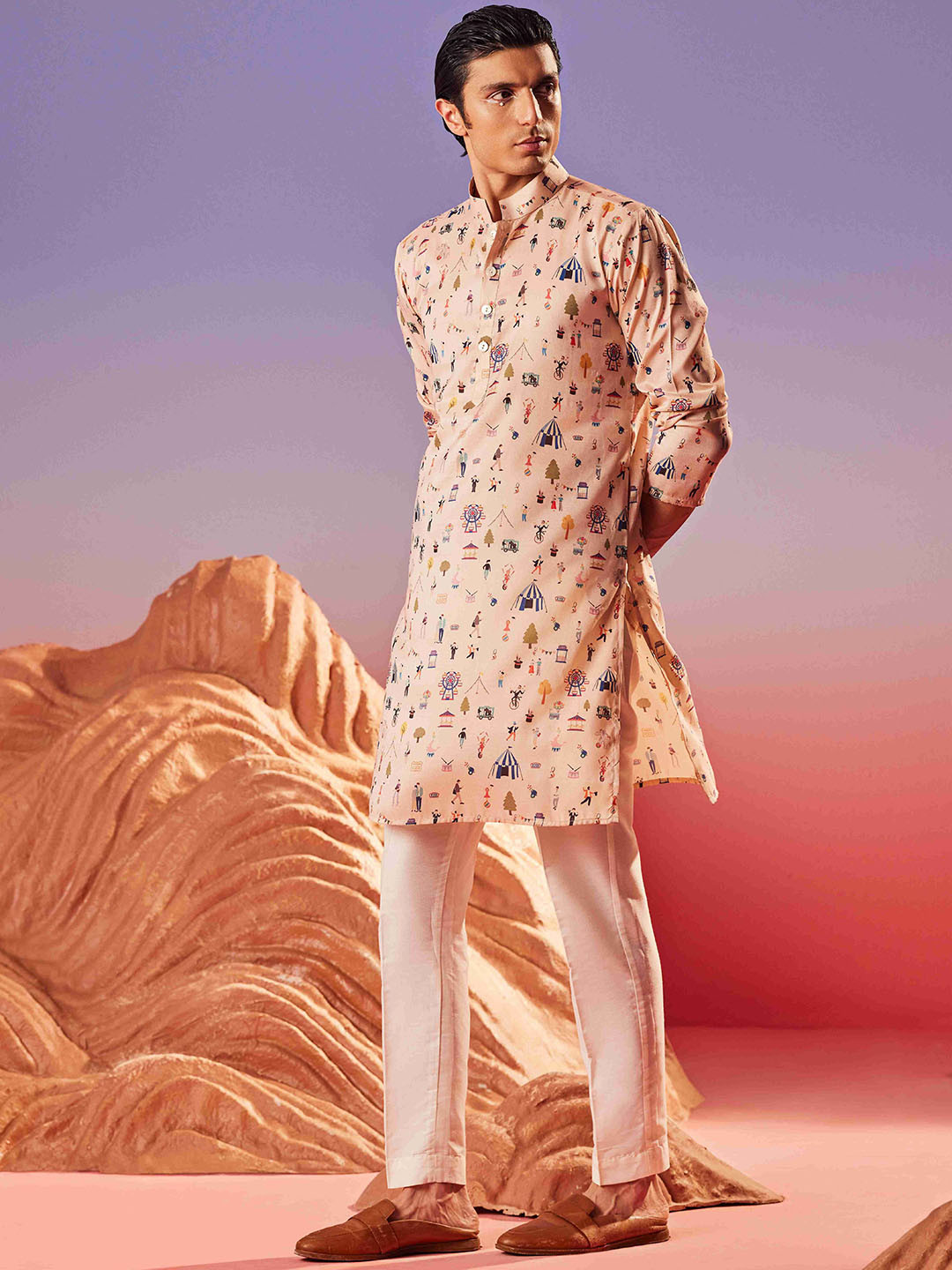 Eleven Brothers Men Tribal Flared Sleeves Thread Work Kurta