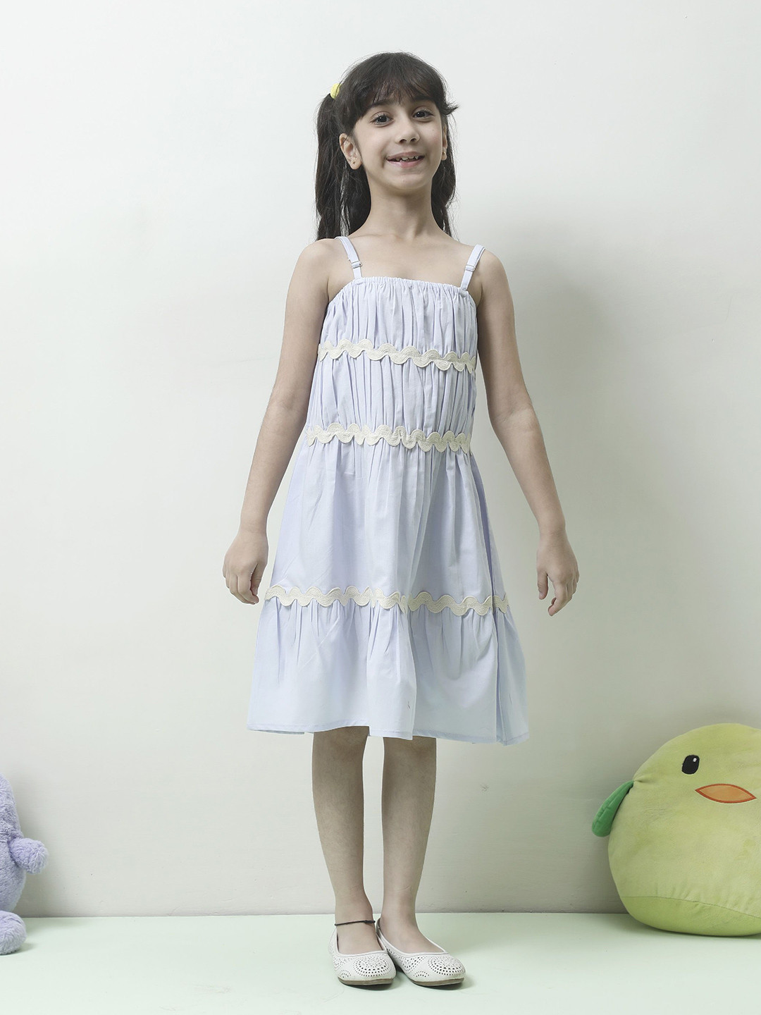 Athena Girl Cotton Fit & Flare Dress With Lace Details