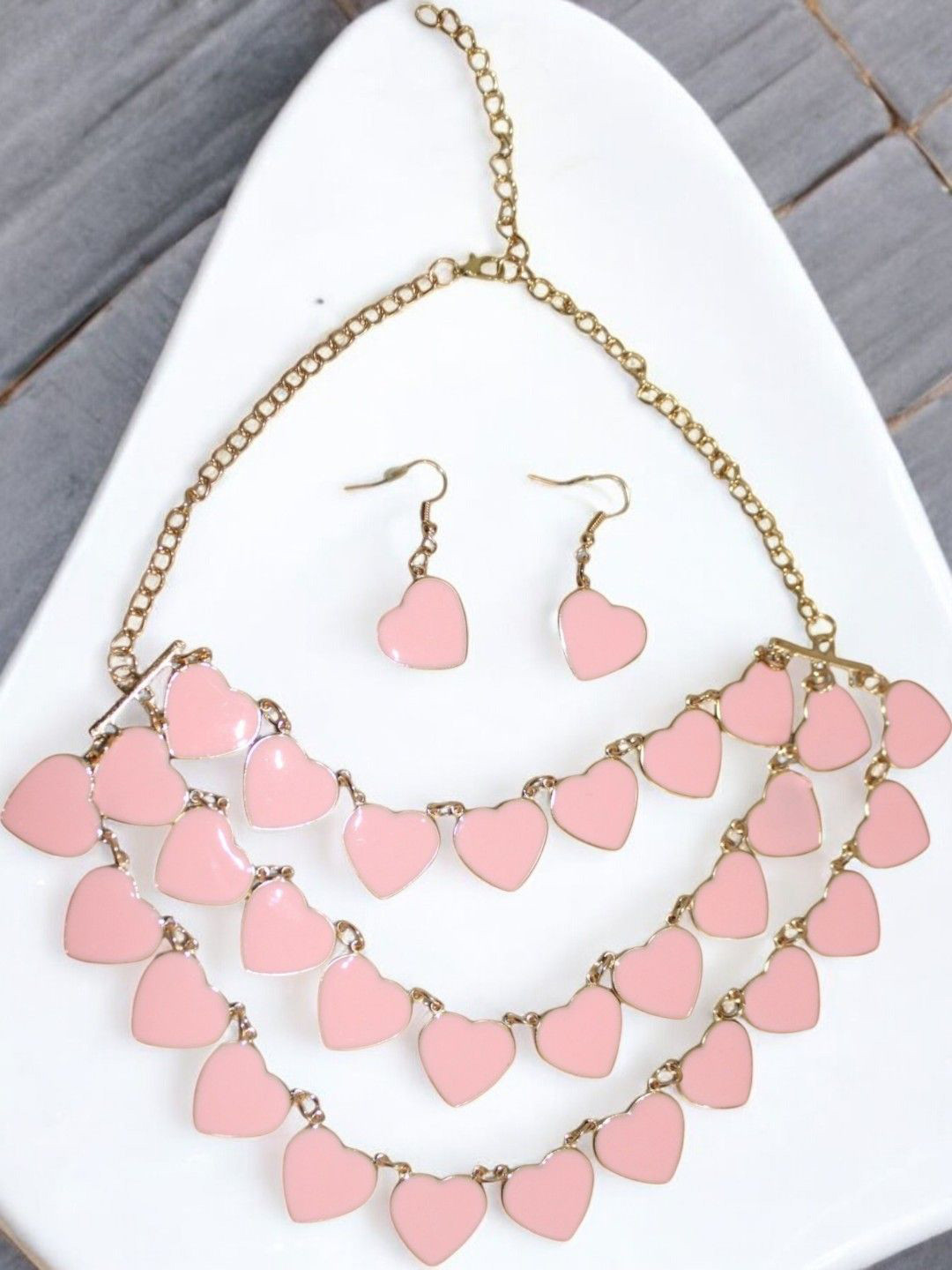 Jolly Faces Layered Heart Jewellery Set