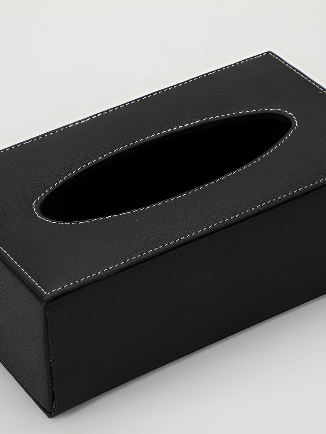 Alpna Black Rectangular Shaped Leather Tissue Holders