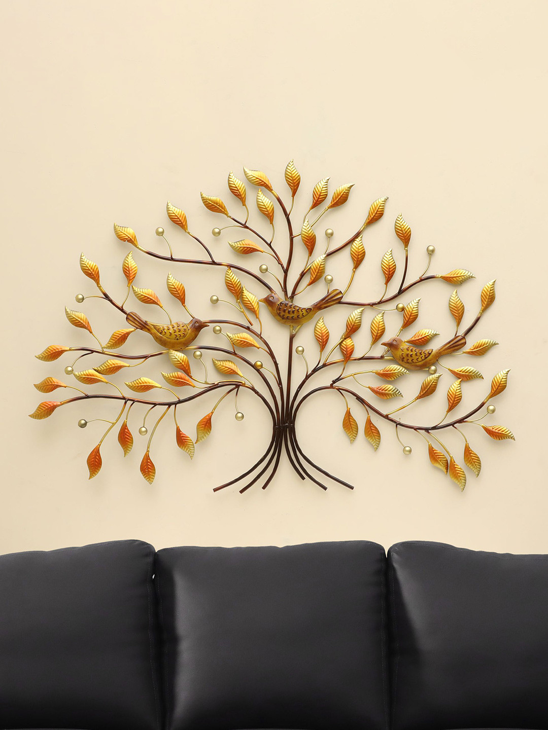 vedas Tree with birds, W-Niya Metal Glossy Hanging Hall Wall Hangings-40.9In