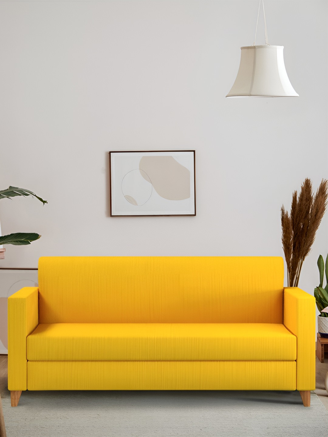 Chumbak Sahara Mustard Mustard Yellow Three Seater Couch