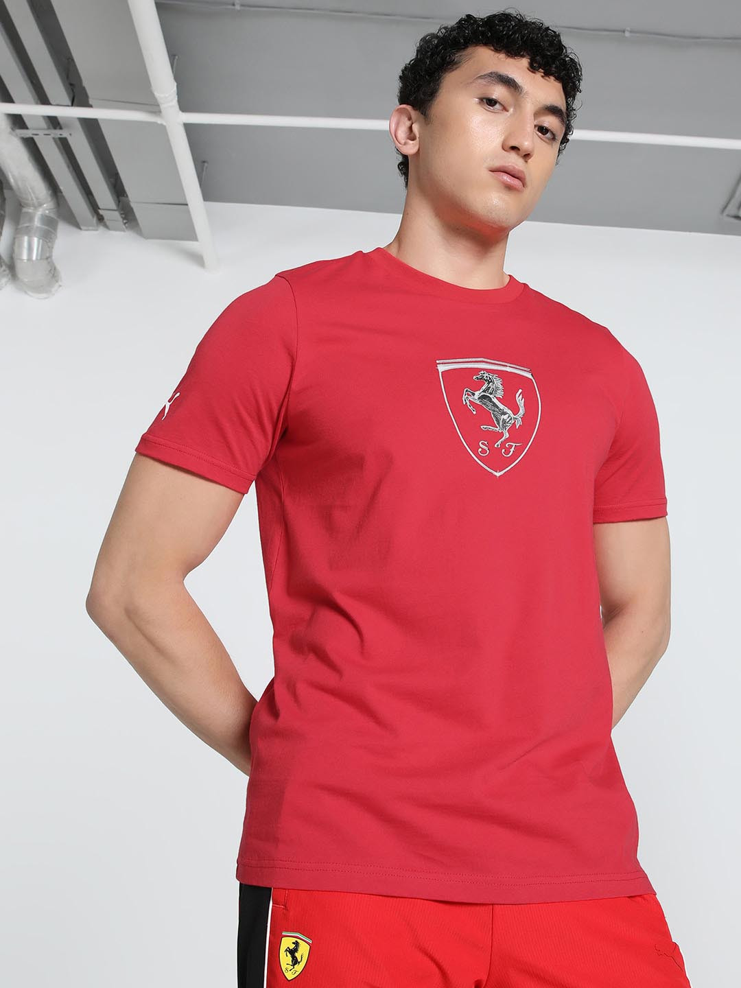 PUMA Motorsport Men Ferrari Race Tl Big Shield Graphic Printed T-shirt