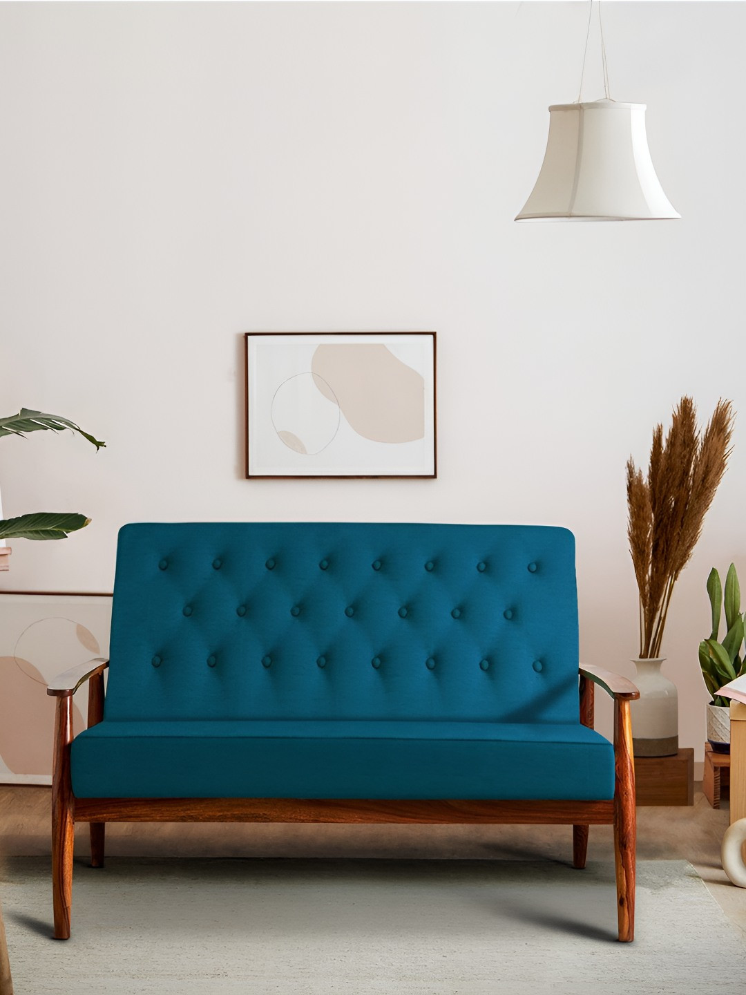 Chumbak Memsaab Love Seat Mediterranian Blue Two Seater Inflatable Sofa and Bed