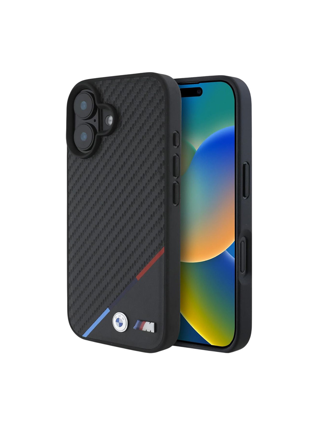 BMW Black'M Magsafe Carbon With Metal Logos iPhone 16 Plus Back Case