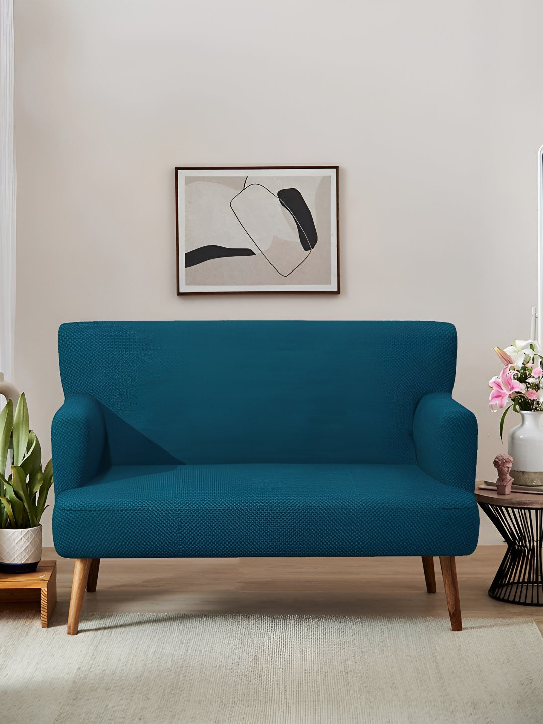 Chumbak Jodhpur Love Seat Mediterranian Blue Two Seater Inflatable Sofa and Bed