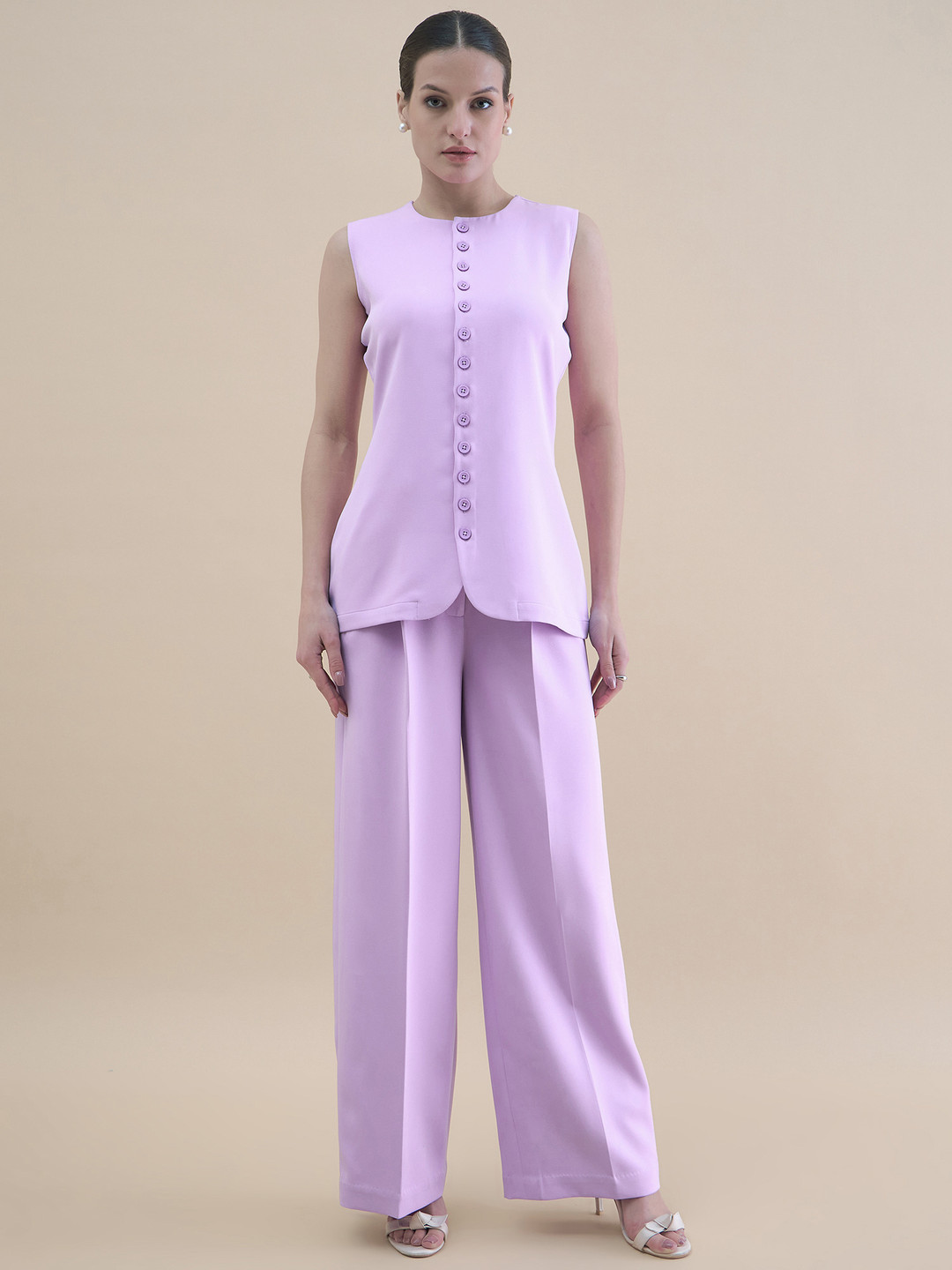 PowerSutra Round Neck Loose Fit Stretchable Tunic With Trousers