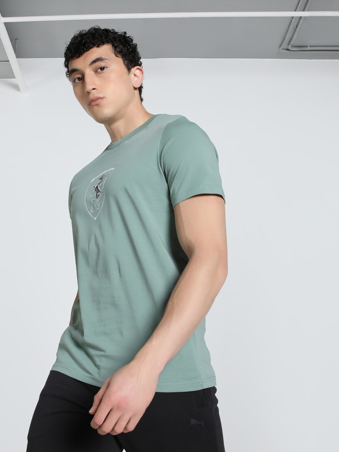 PUMA Motorsport Men Ferrari Race Tl Big Shield Motosport Graphic Printed Cotton T-shirt