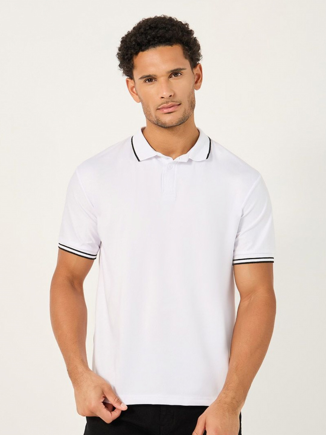 Styli Regular Fit Contrast Tipped Detail Polo Collar T-Shirt