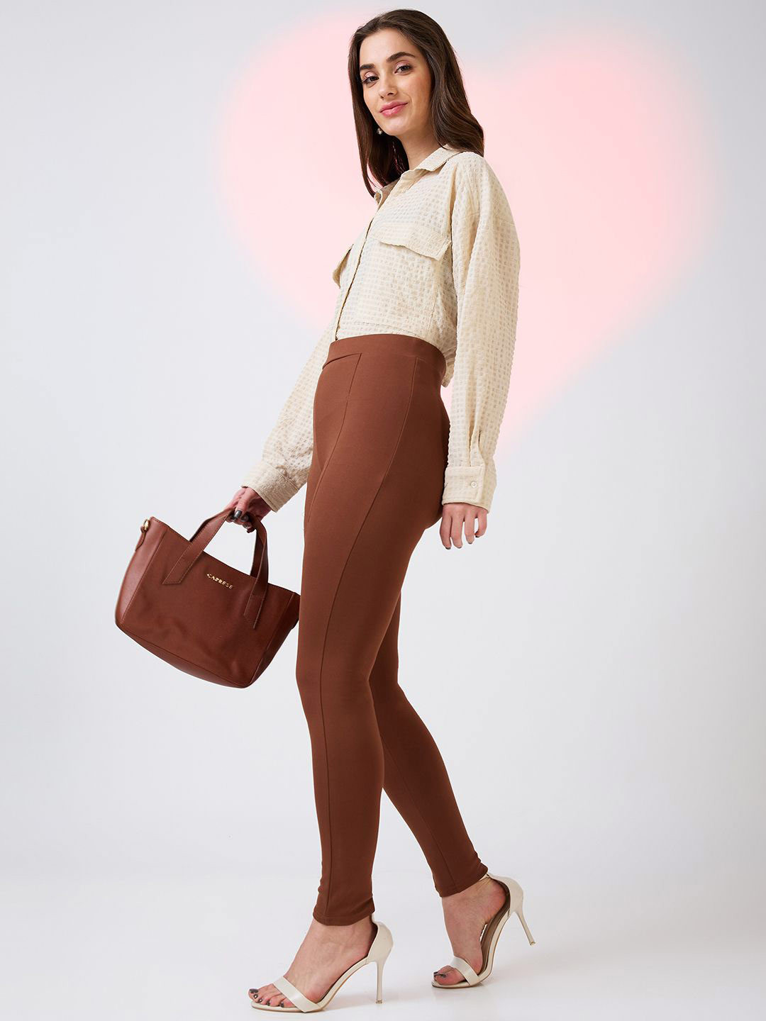 Globus Coffee Stretchable Mid Rise Skinny Fit Workwear Treggings