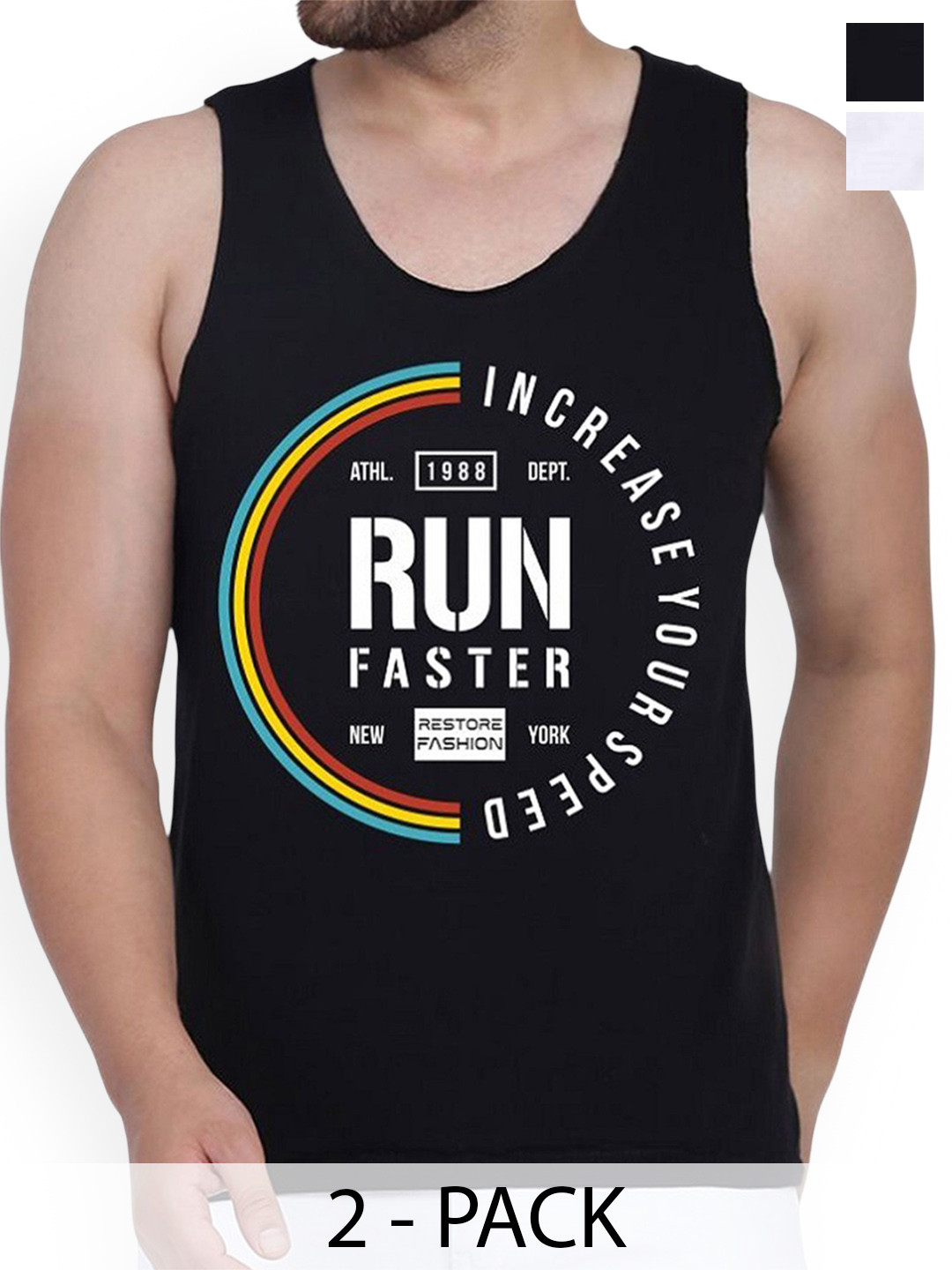 WOOSTRO Men Pack Of 2 Printed Round Neck Gym Vests