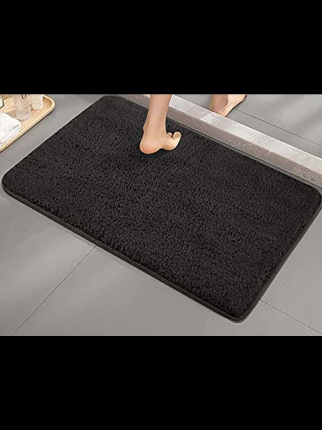 MAA HOME CONCEPT Black Microfiber 1500 GSM Anti Skid Bath Rug