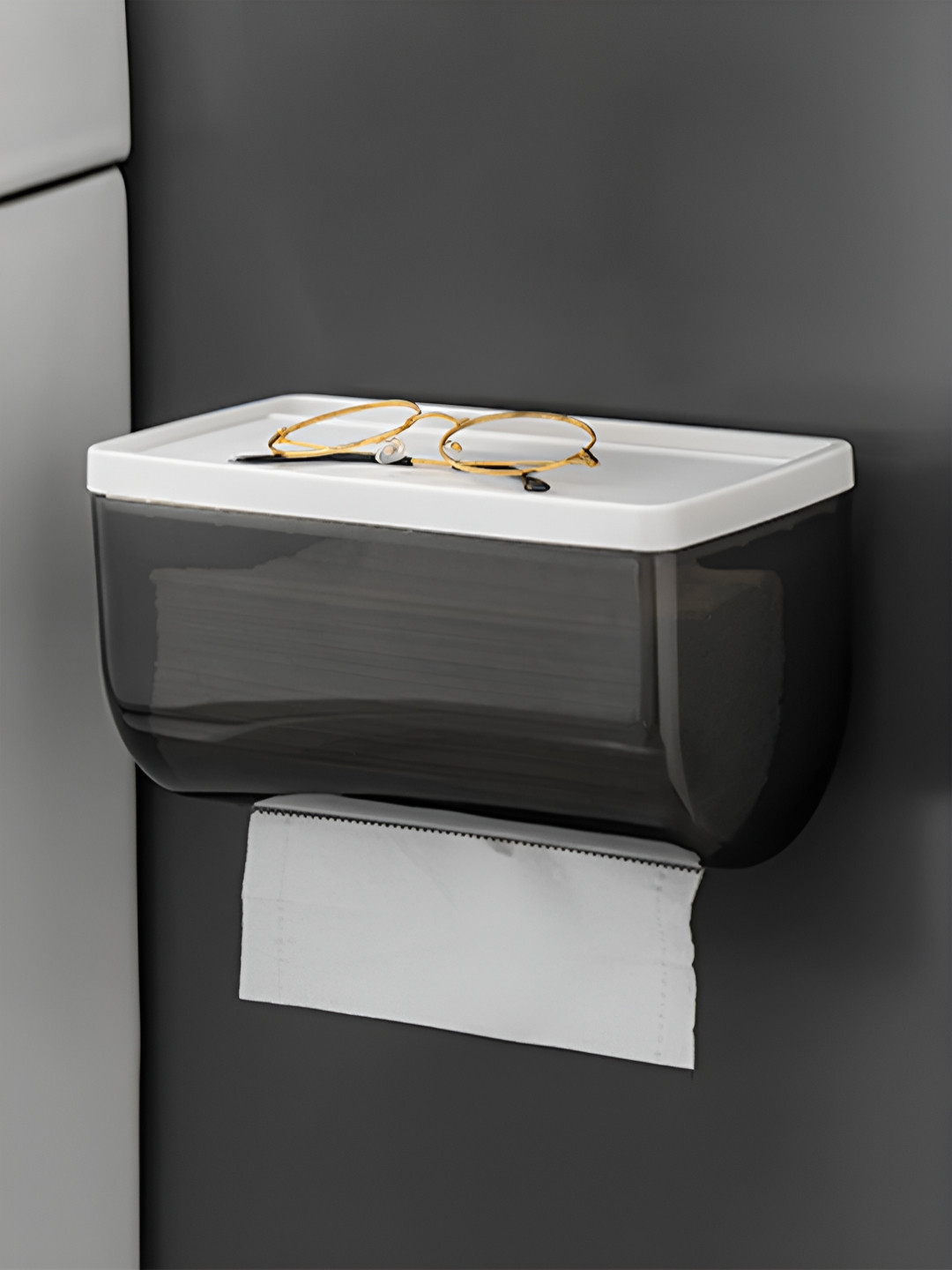 HOKIPO Black & White Solid Plastic Tissue Holders