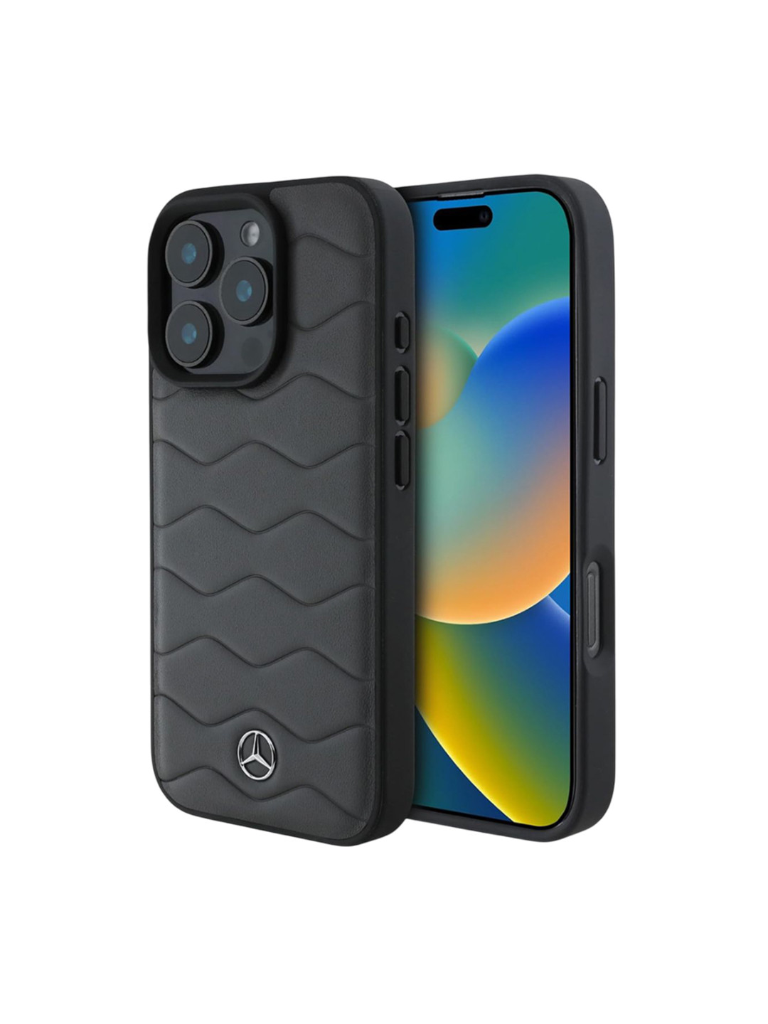 Mercedes Benz Black Leather With Waves iPhone 16 Pro Max Back Case