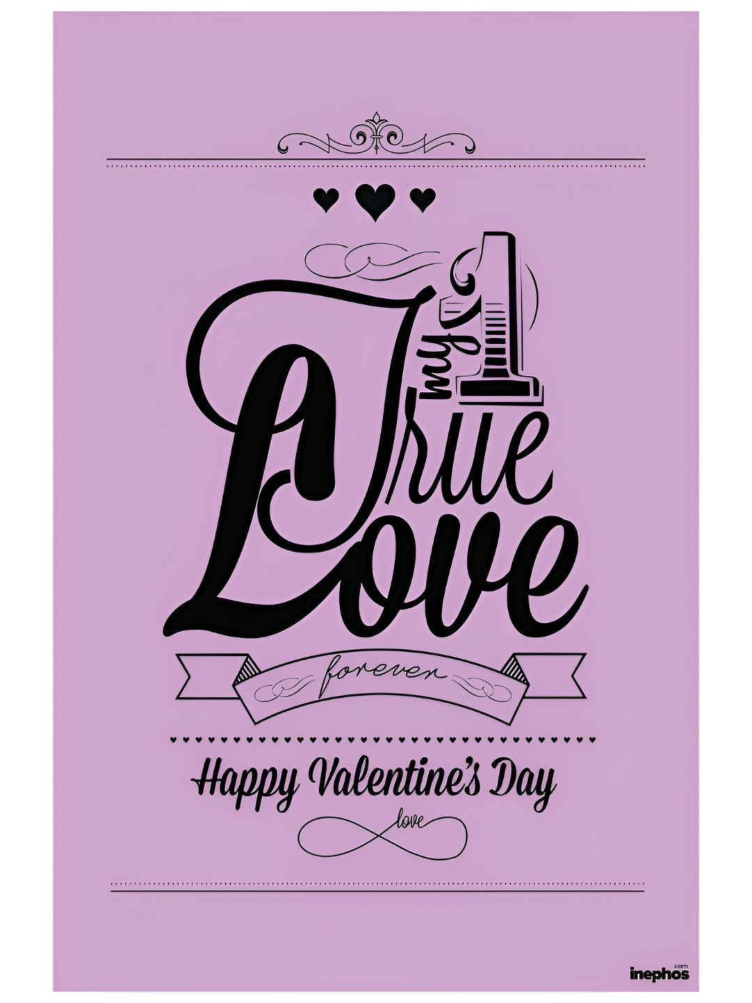 Inephos Pink & Black Happy Valentines Day Vinyl Poster