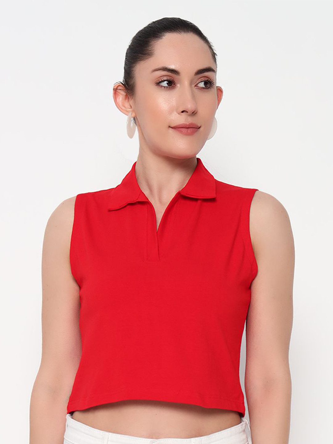 Bloopers Store Shirt Collar Tank Crop Top