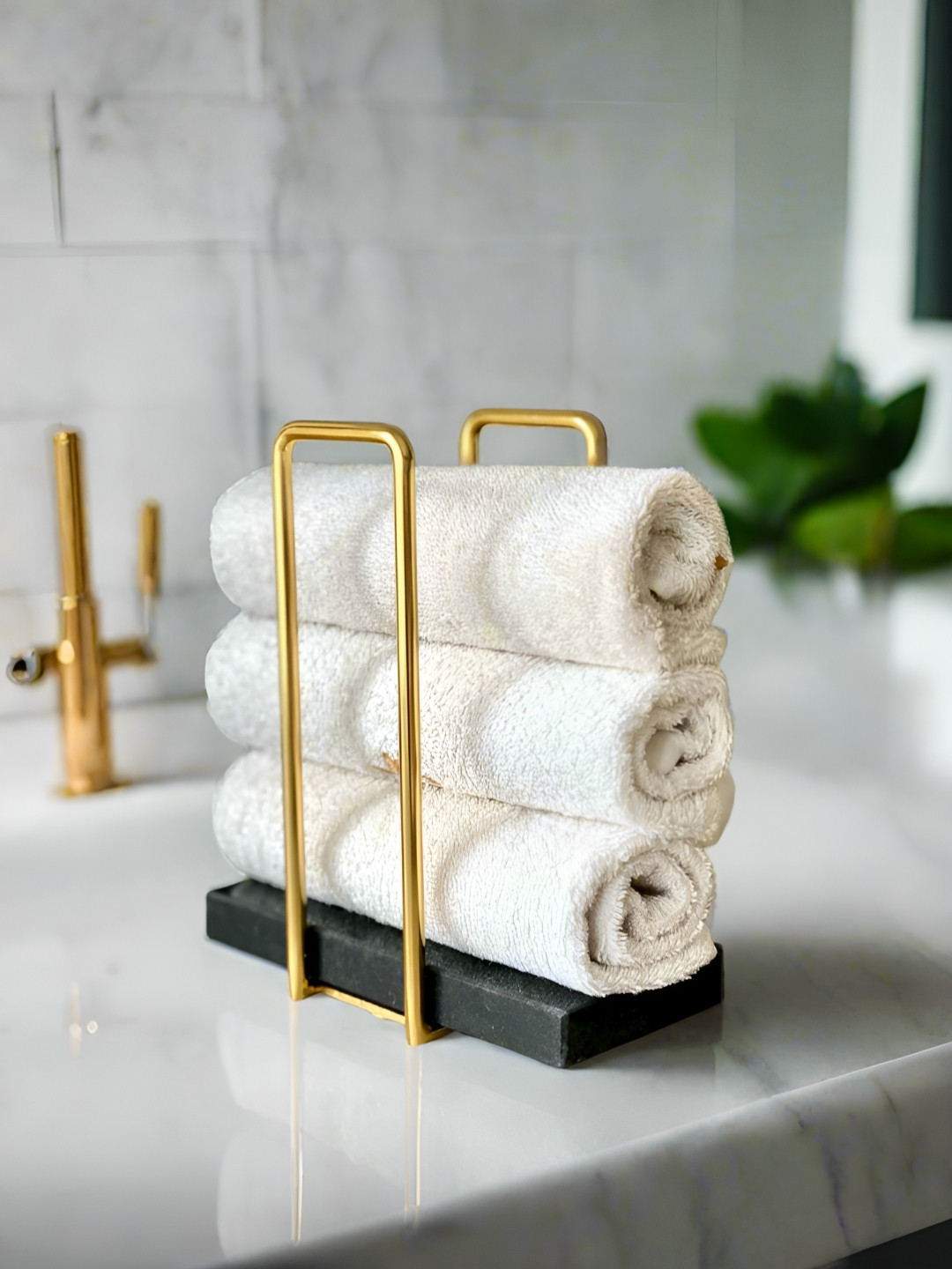 Mason Home Imperial Black & Gold-Toned Marble Towel Holder