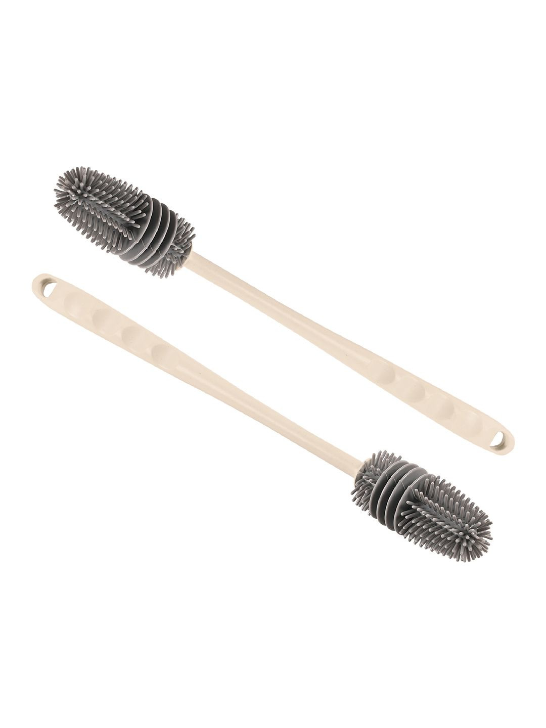 Kuber Industries Cream Colored 2 Pieces Silicone Bottle Cleaning Brush