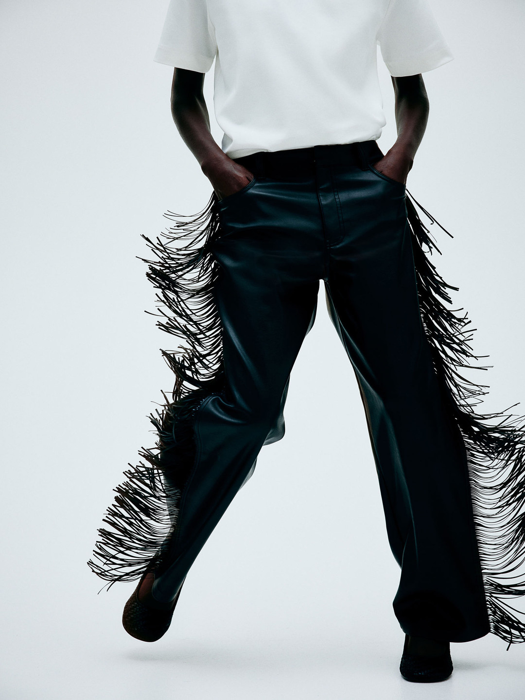 H&M Women Fringed Coated Trousers