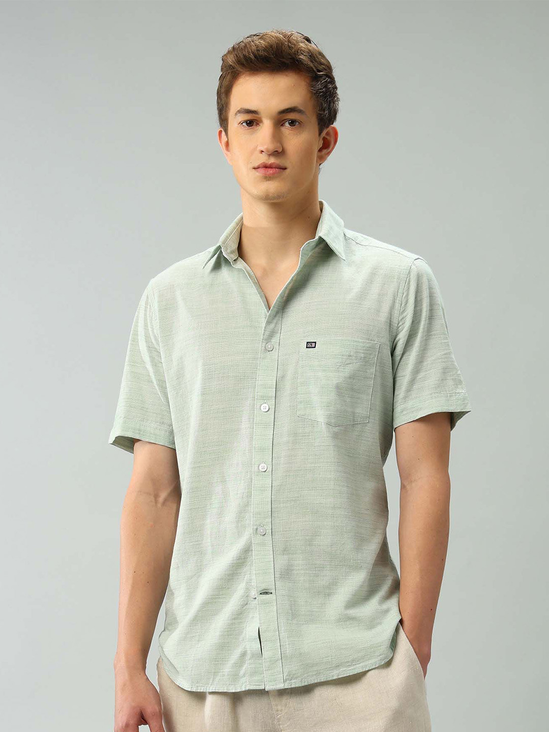 Arrow Sport Men Textured Air Soft Classic Fit Pure Cotton Casual Shirt