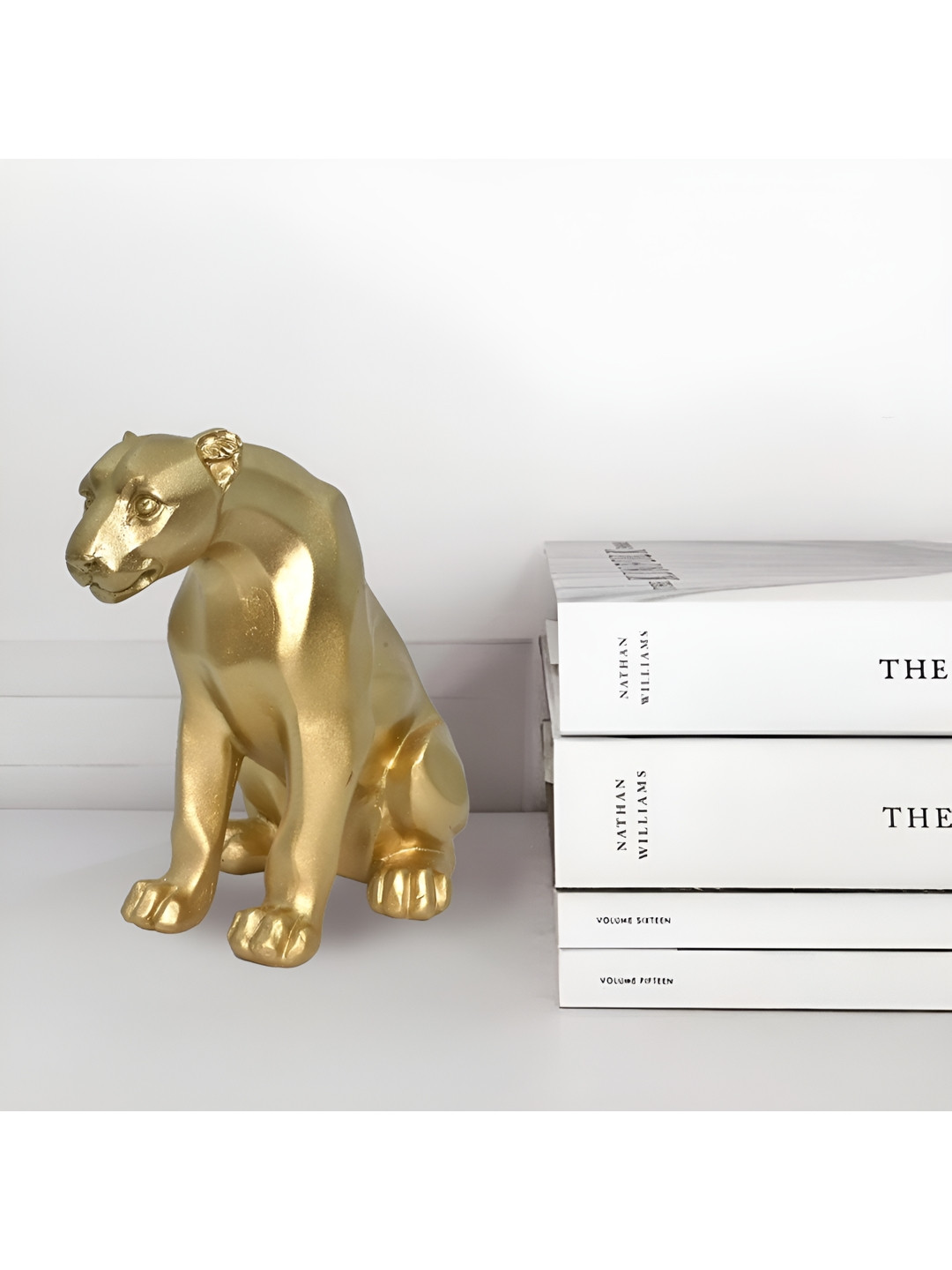 Cortina Cheetah Gold Ceramic Glossy Living Room Small Showpiece - 6.3 Inches