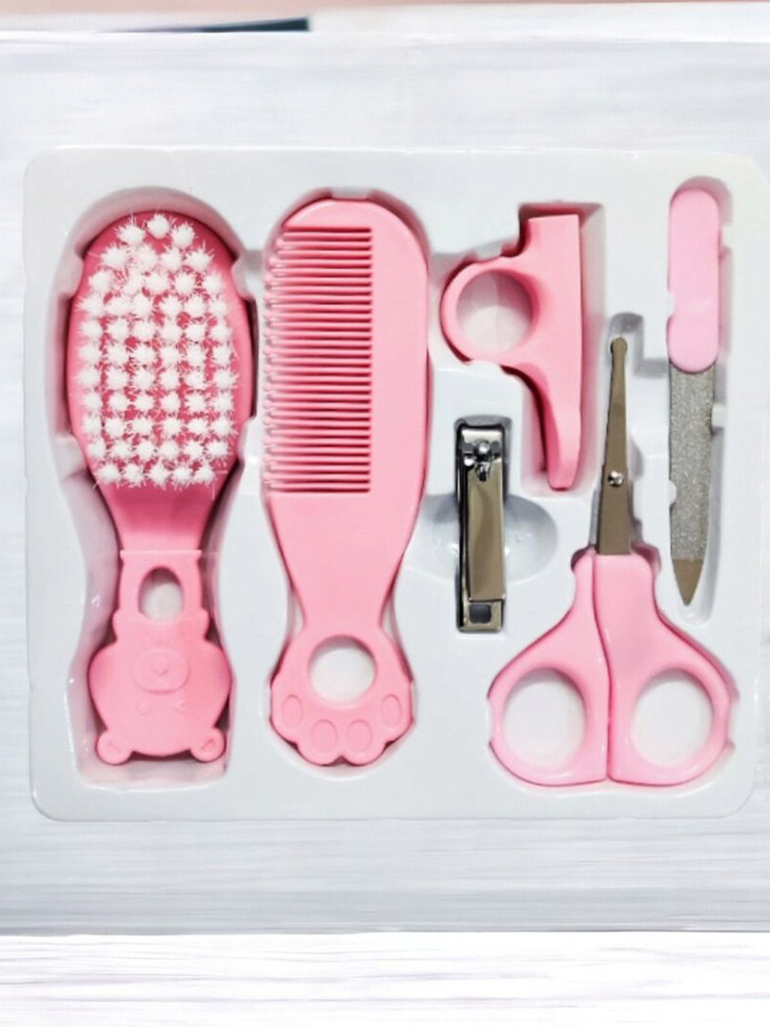 Adbeni Kids Set Of 6 Soft Hair Brush ,Nail File, Nail Clipper & Baby Scissors Care Kit