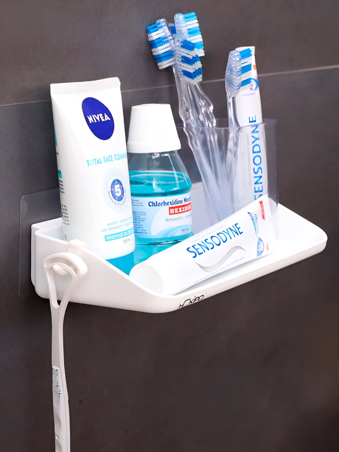 HOKIPO White Solid Plastic Bathroom Caddy