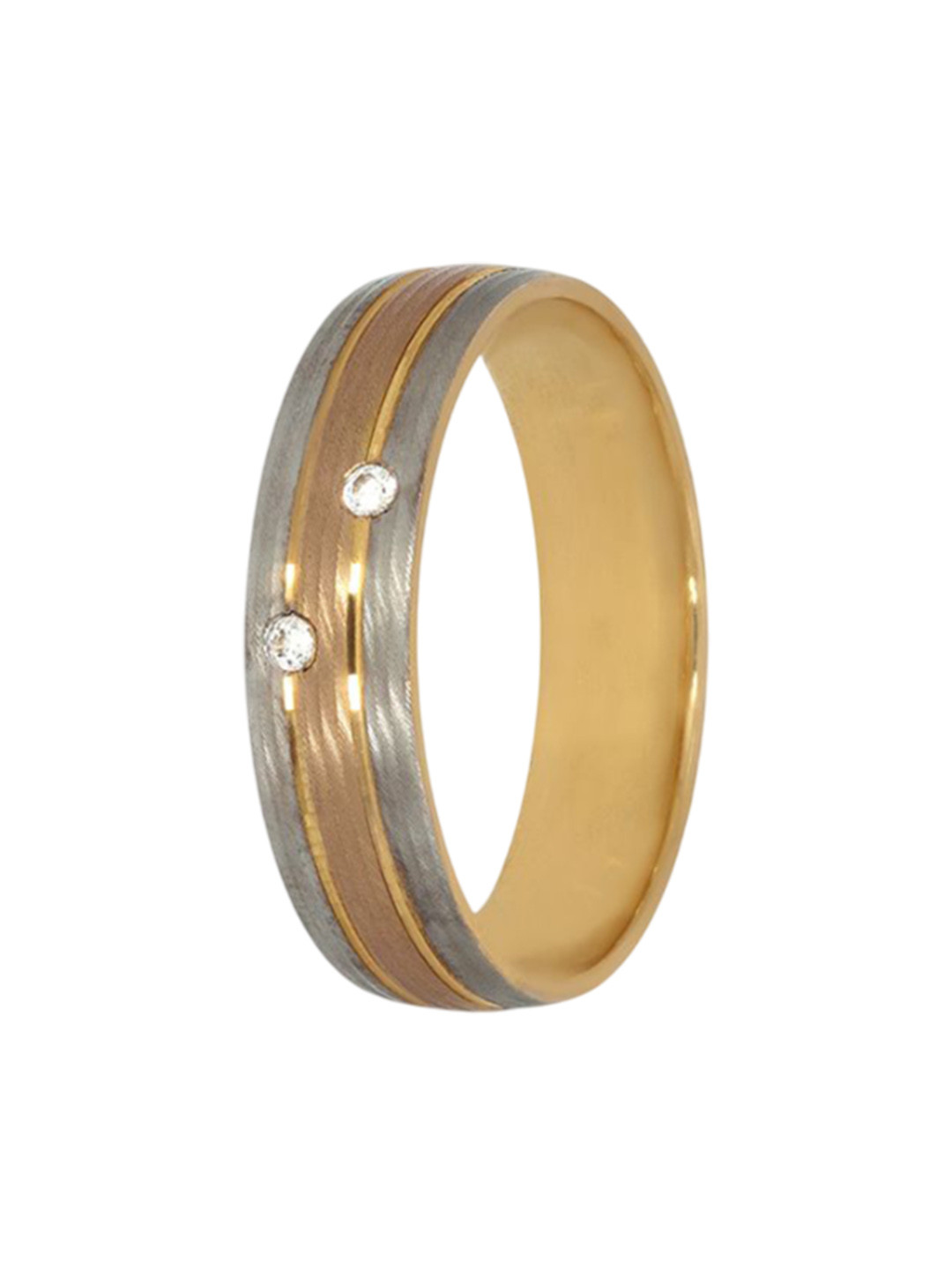BHIMA 22K BIS Hallmark 916 Purity Yellow Gold Tri Horizon Ring for Men