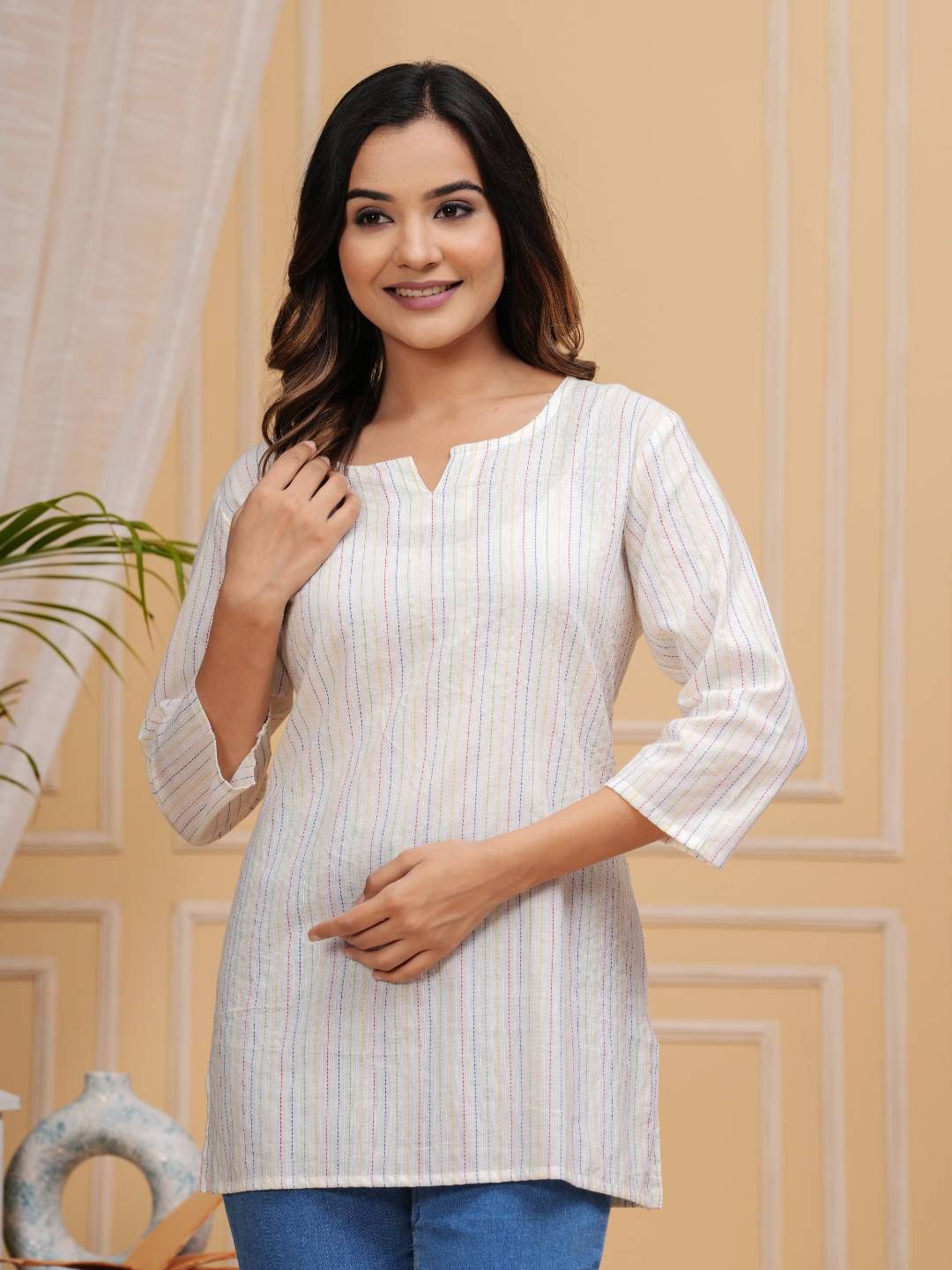 WESTERN COTTON Woven Design Pure Cotton Kurti