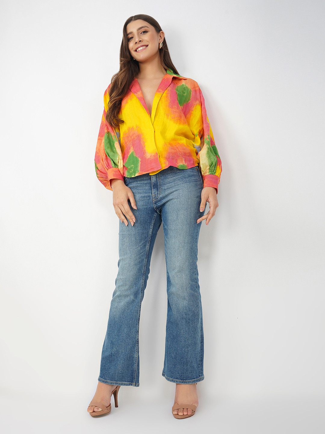 HERE&NOW Sunset Vibes Tie and Dye Shirt Style Tops