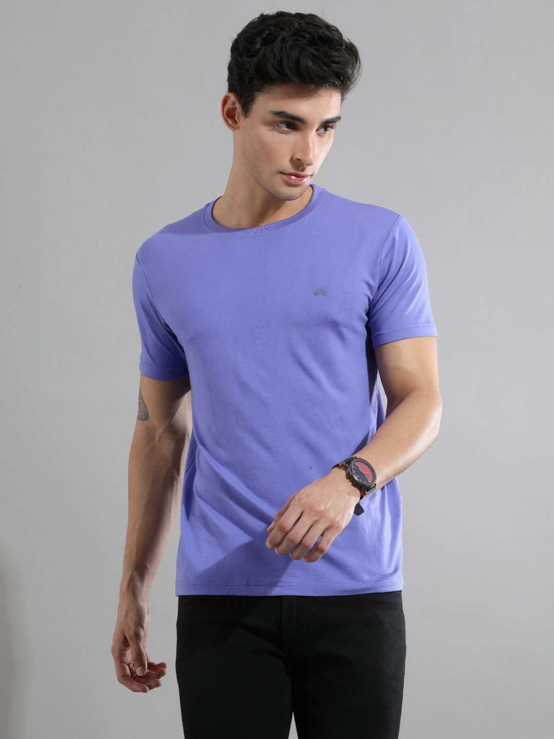 GREEN AGE Men Solid Round Neck Bamboo T-shirt