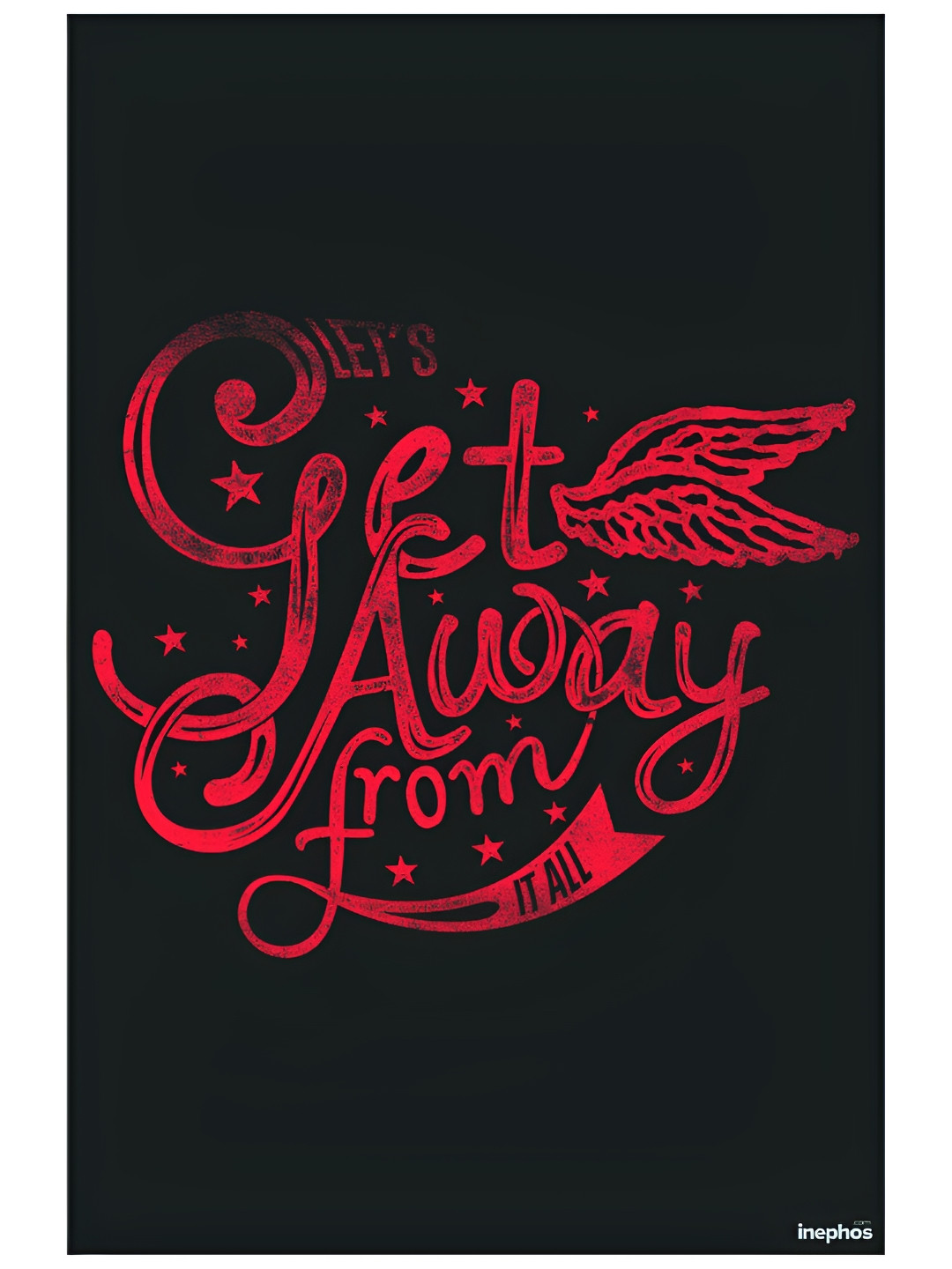 Inephos Black And Red Typography Printed Wall Poster