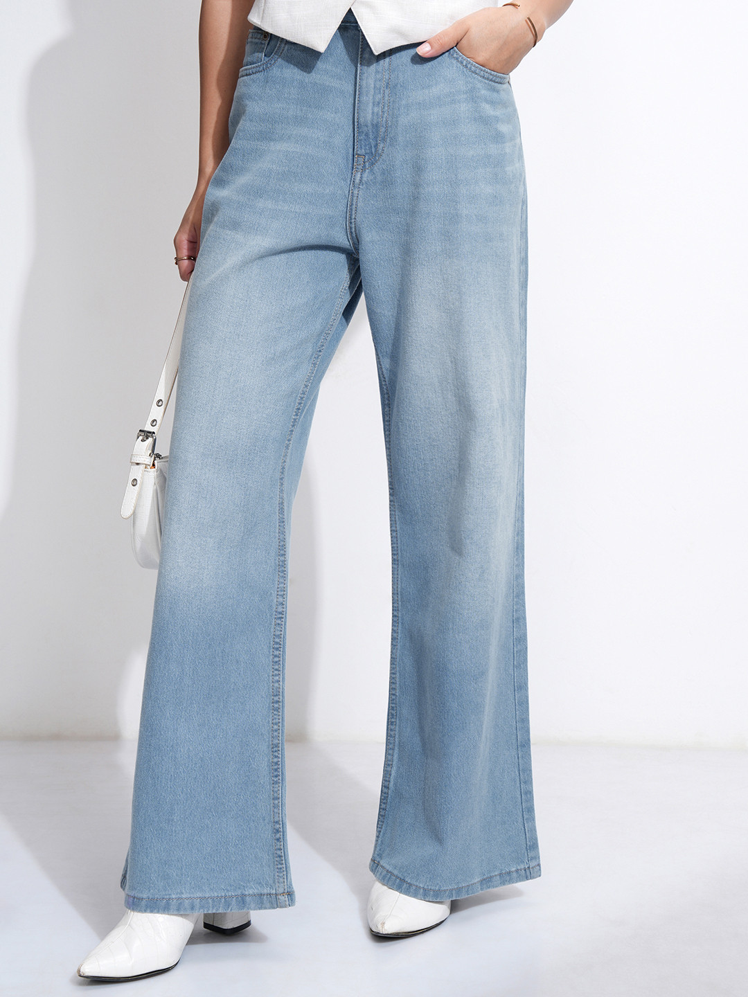 Street By Tokyo Talkies Women Paint Dabbed High Rise Bell Bottom Jeans