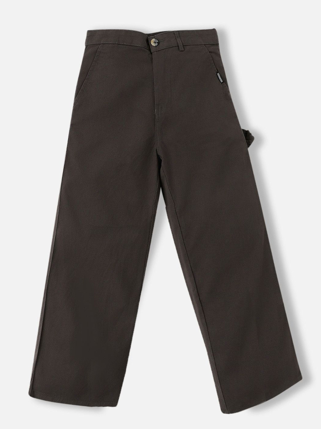 Urbano Juniors Boy Brown Loose Baggy Fit Solid Non-Stretchable Carpenter Trouser