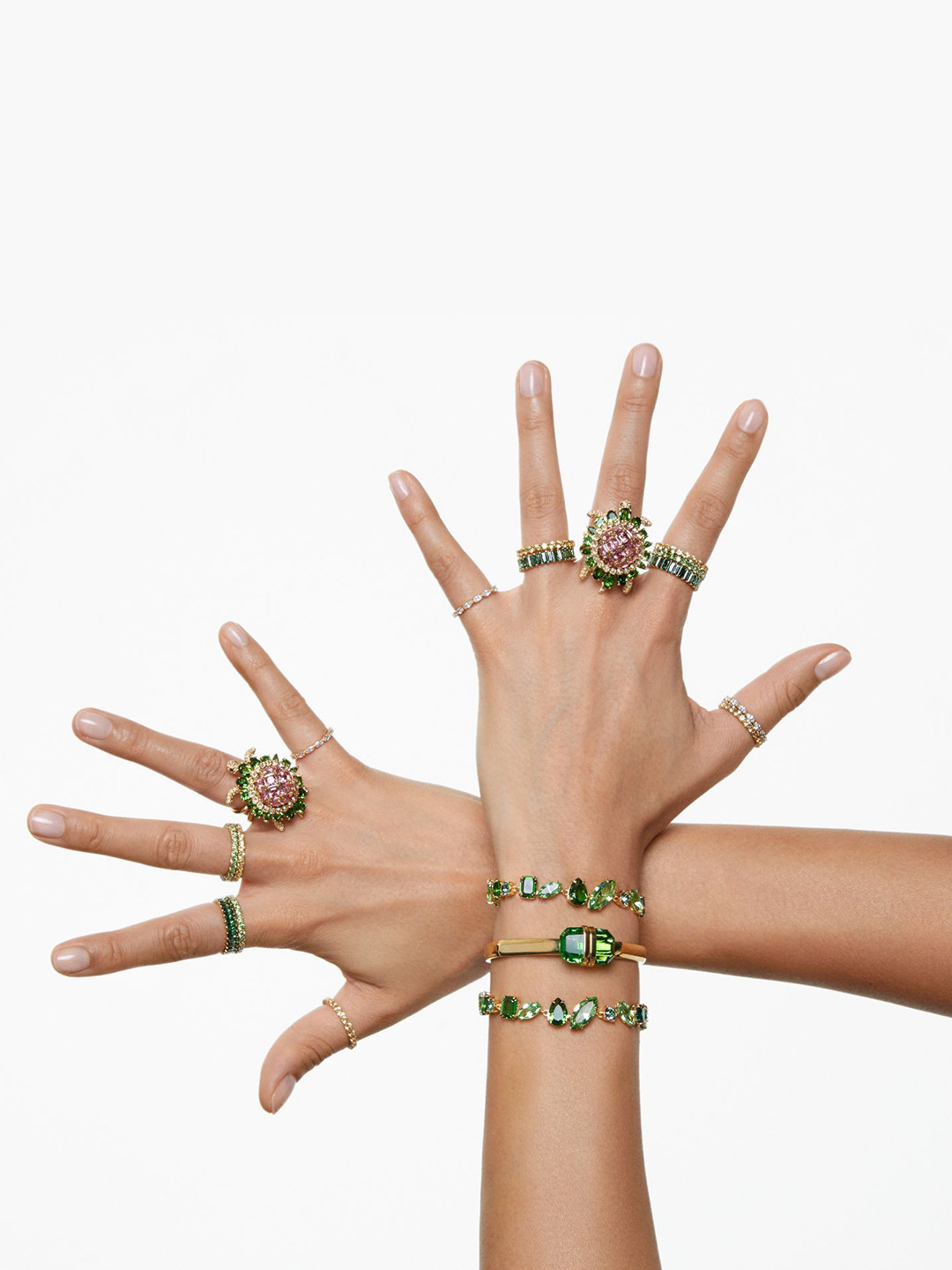 SWAROVSKI MATRIX Gold-Plated Crystal Studded Finger Ring