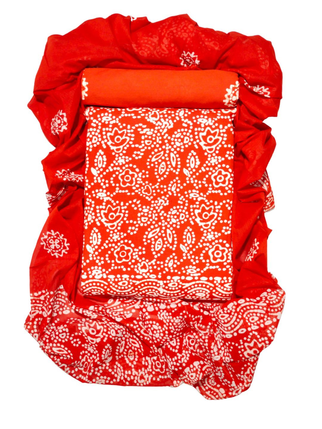 Farooq Dyeing Floral Bandhani Printed Pure Cotton Unstitched Dress Material