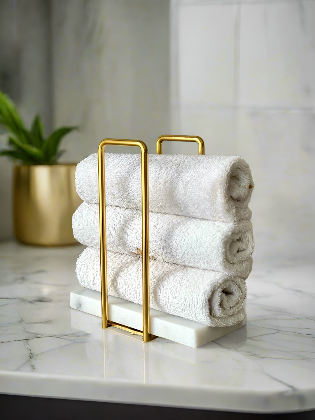 Mason Home Imperial White & Gold-Toned Marble Towel Holder